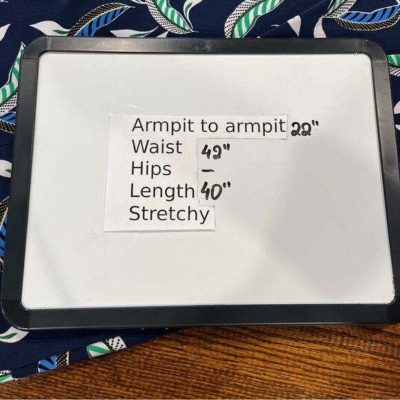 Navy Leaf Print Long sleeve plus size stretchy dress size 1XL - Picture 6 of 11